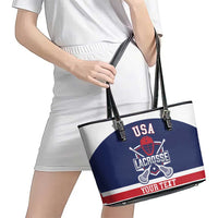 Custom United States Lacrosse Leather Tote Bag Go Champions Blue Version