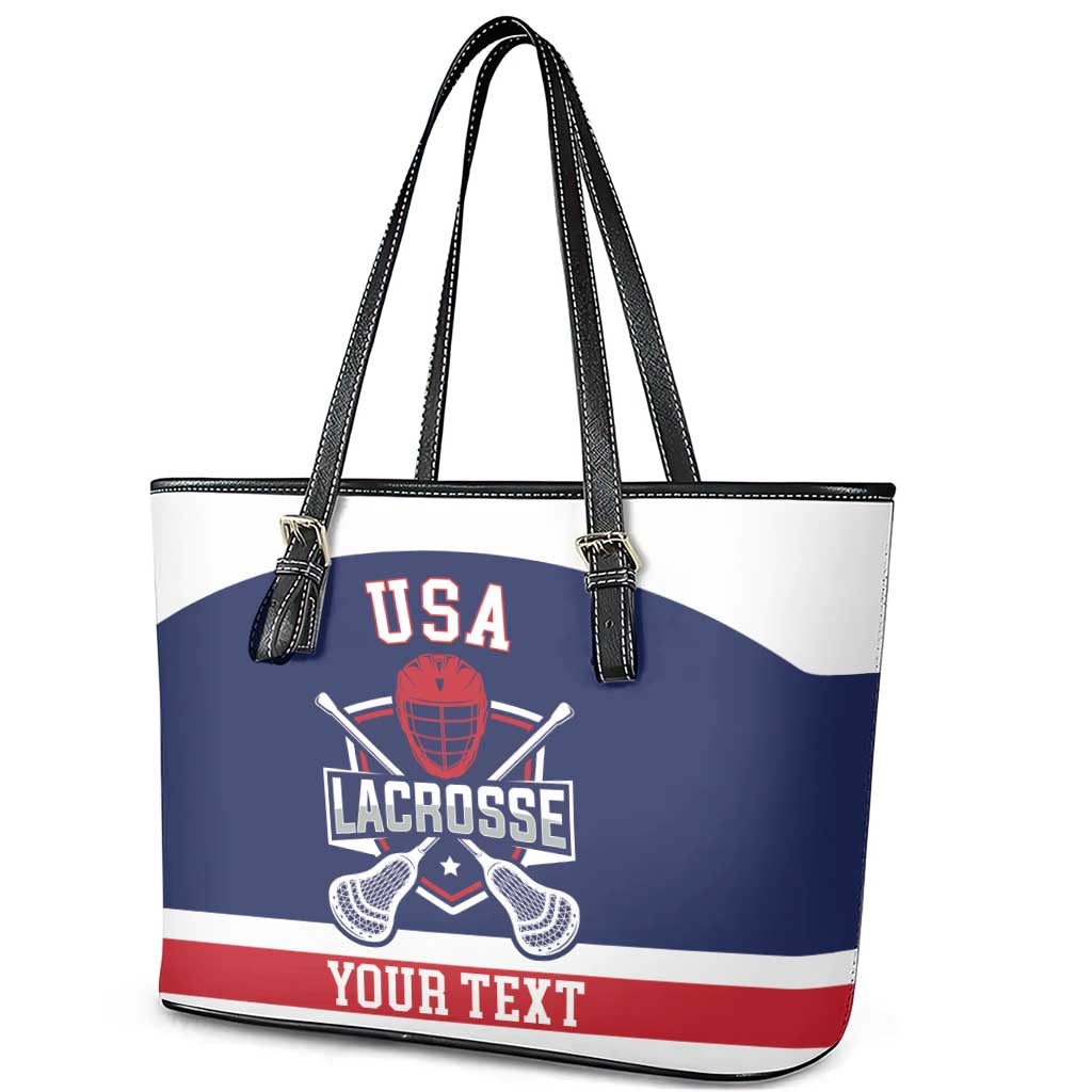 Custom United States Lacrosse Leather Tote Bag Go Champions Blue Version