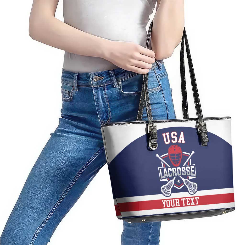 Custom United States Lacrosse Leather Tote Bag Go Champions Blue Version