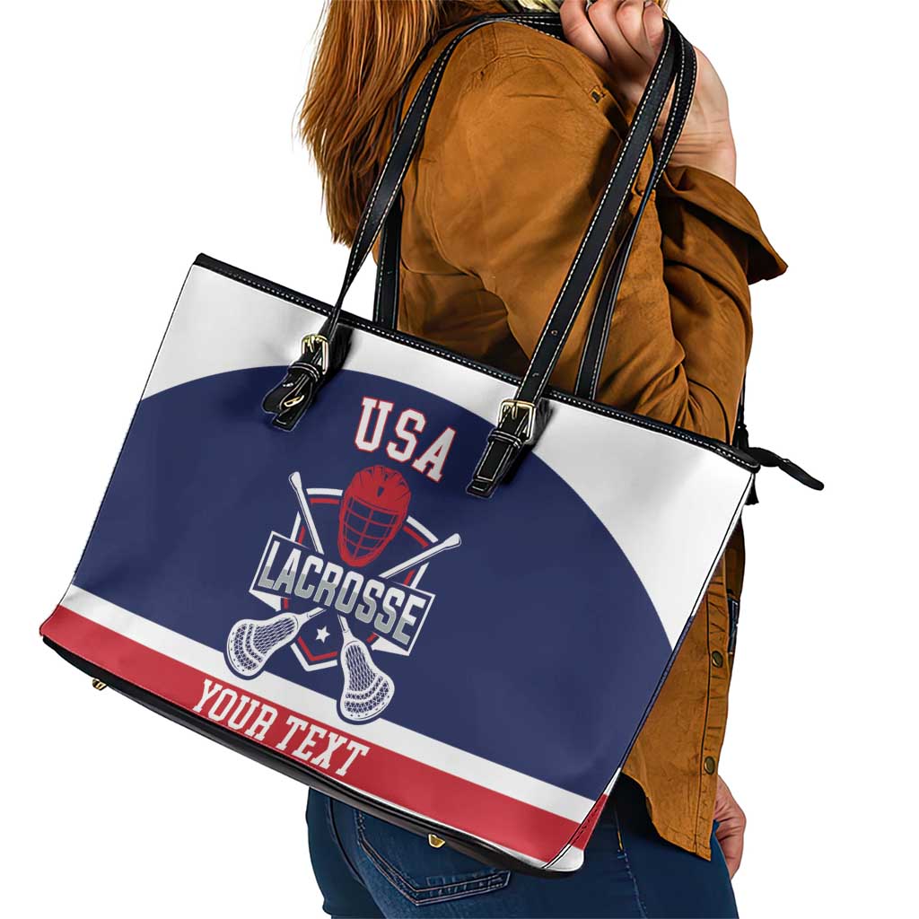 Custom United States Lacrosse Leather Tote Bag Go Champions Blue Version