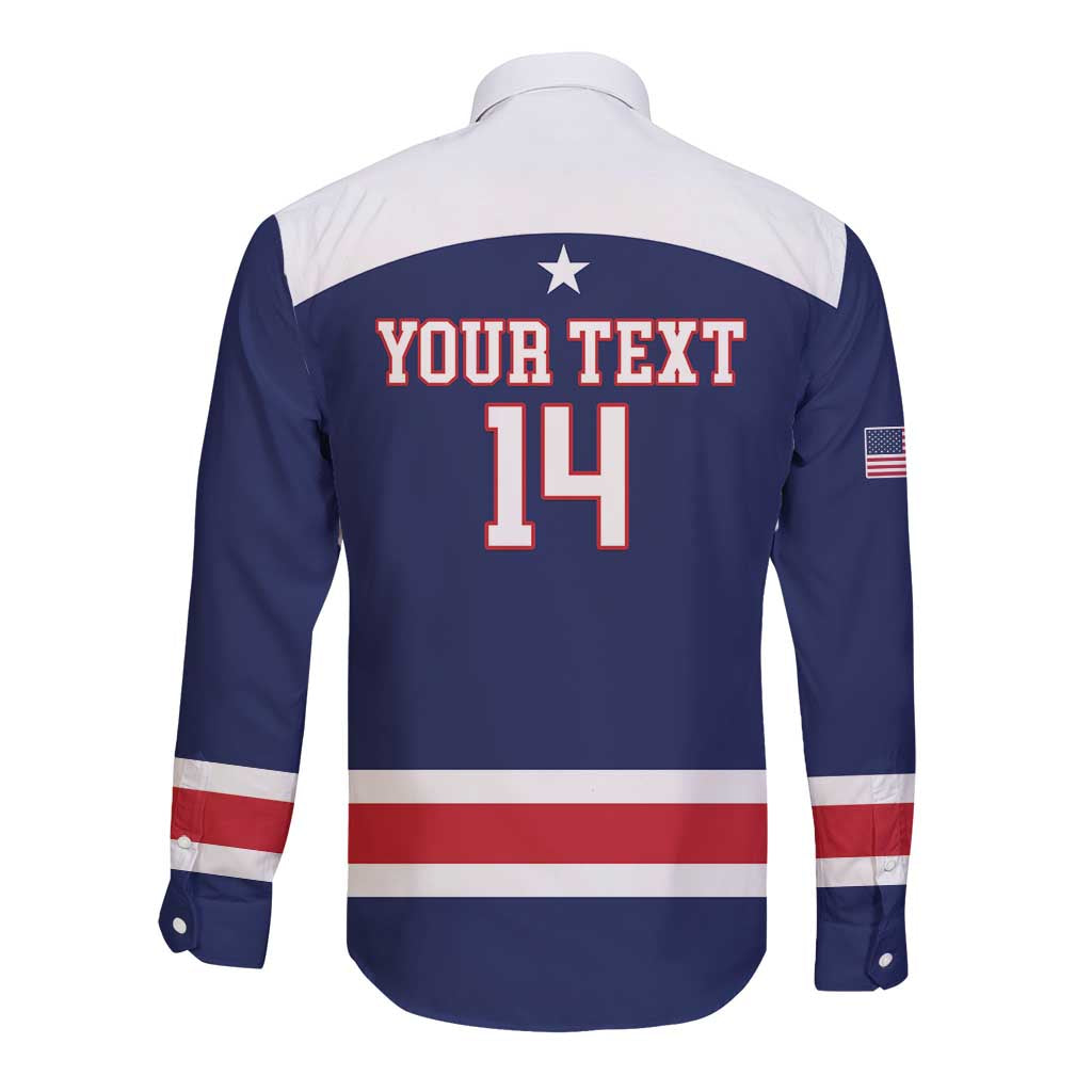 Custom United States Lacrosse Long Sleeve Button Shirt Go Champions Blue Version