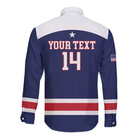 Custom United States Lacrosse Long Sleeve Button Shirt Go Champions Blue Version