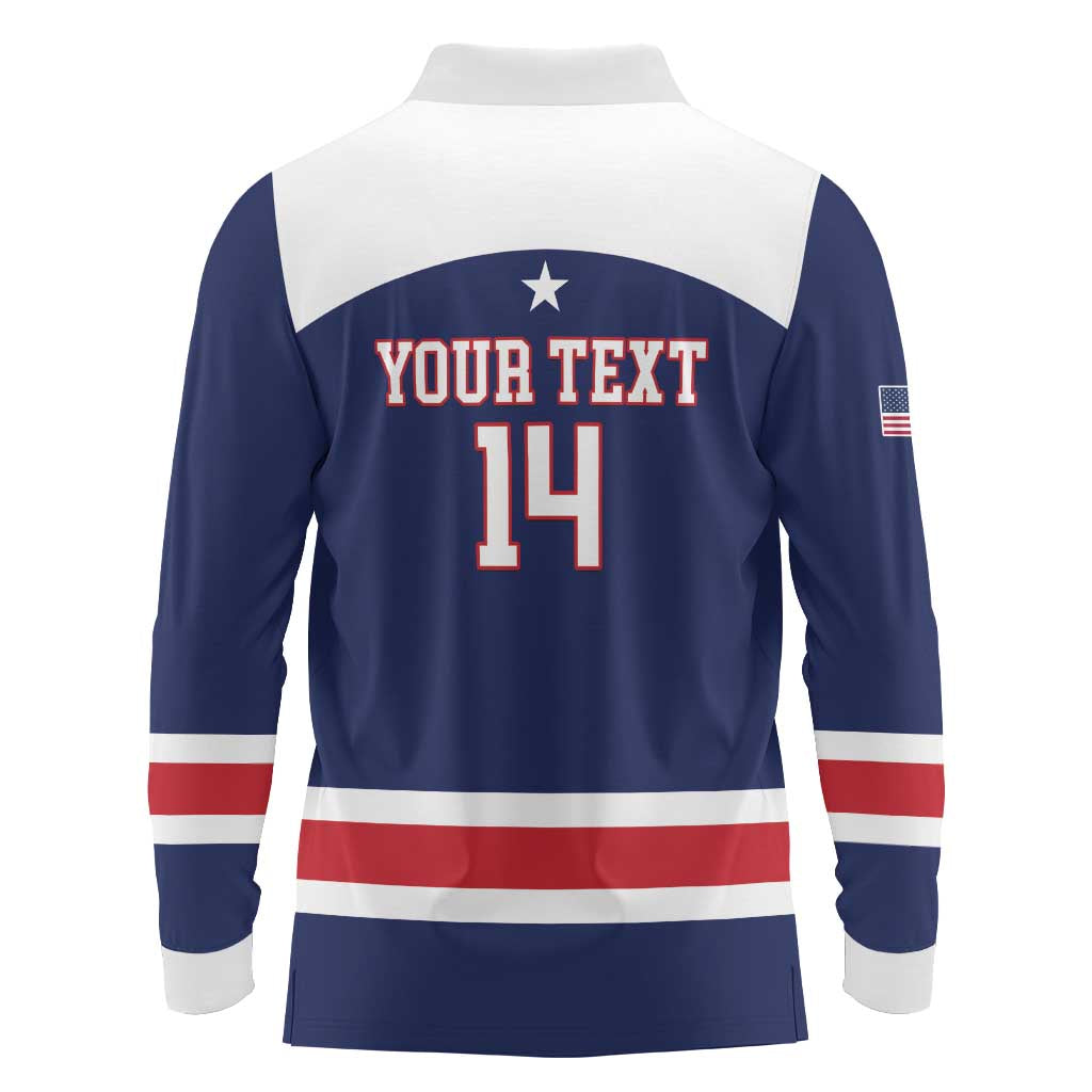 Custom United States Lacrosse Long Sleeve Polo Shirt Go Champions Blue Version