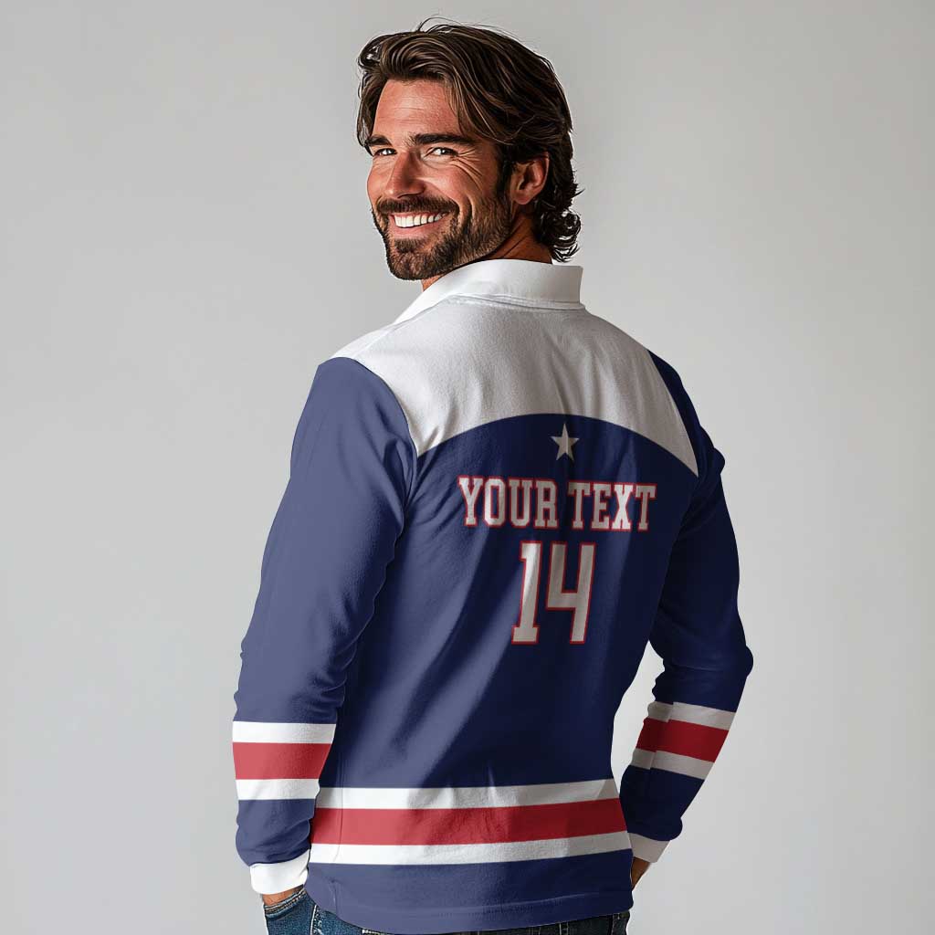 Custom United States Lacrosse Long Sleeve Polo Shirt Go Champions Blue Version