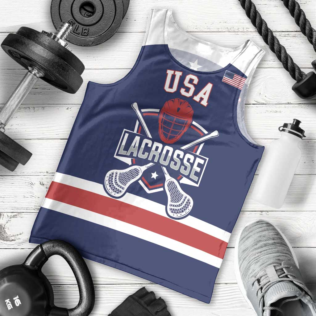 Custom United States Lacrosse Men Tank Top Go Champions Blue Version