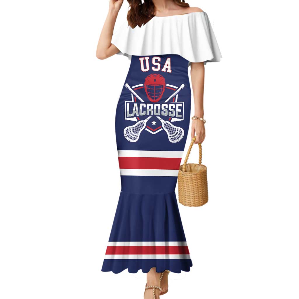 Custom United States Lacrosse Mermaid Dress Go Champions Blue Version