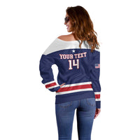 Custom United States Lacrosse Off Shoulder Sweater Go Champions Blue Version