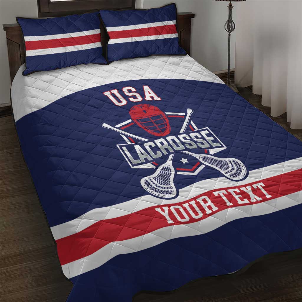 Custom United States Lacrosse Quilt Bed Set Go Champions Blue Version
