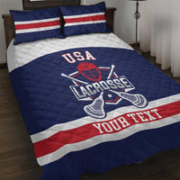 Custom United States Lacrosse Quilt Bed Set Go Champions Blue Version