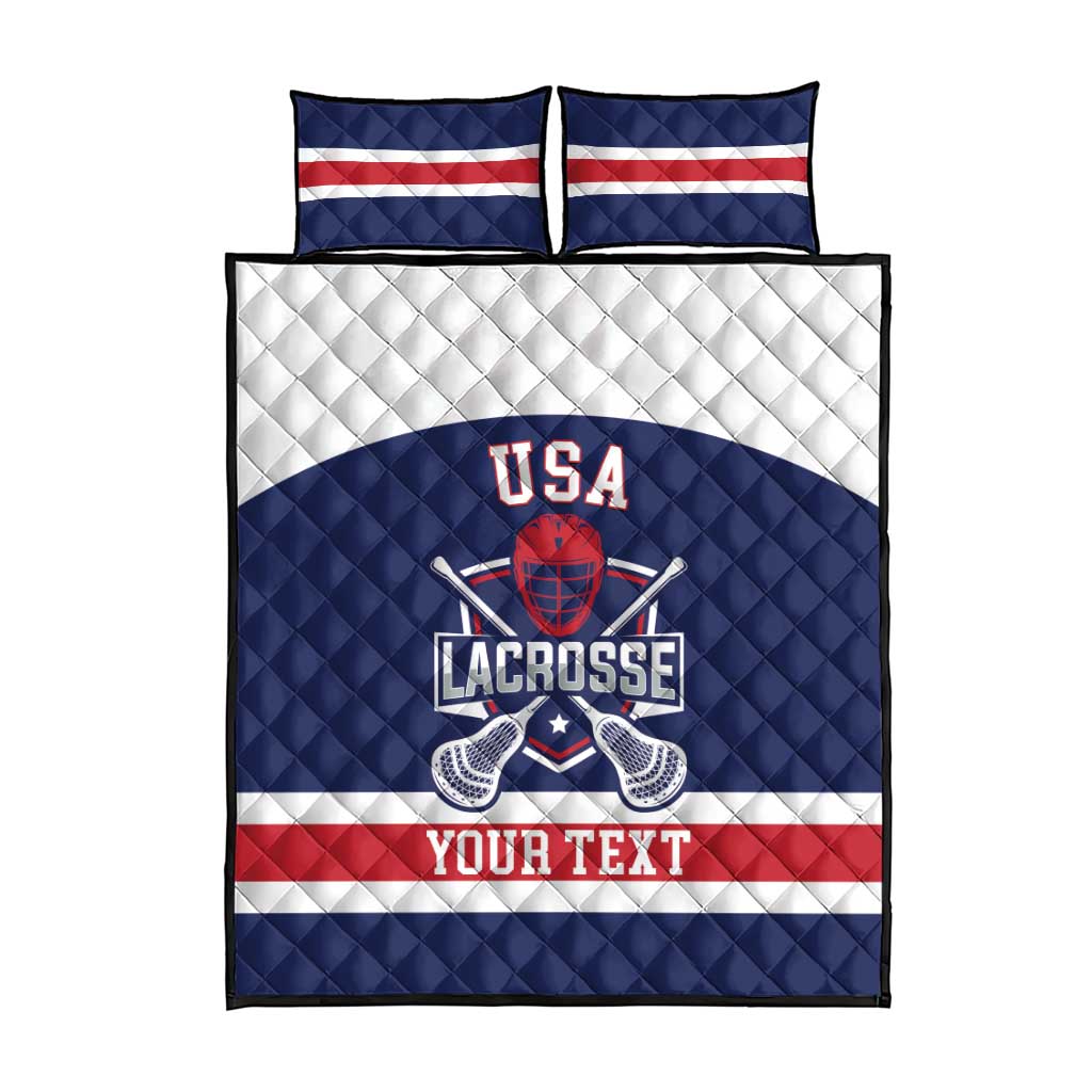 Custom United States Lacrosse Quilt Bed Set Go Champions Blue Version
