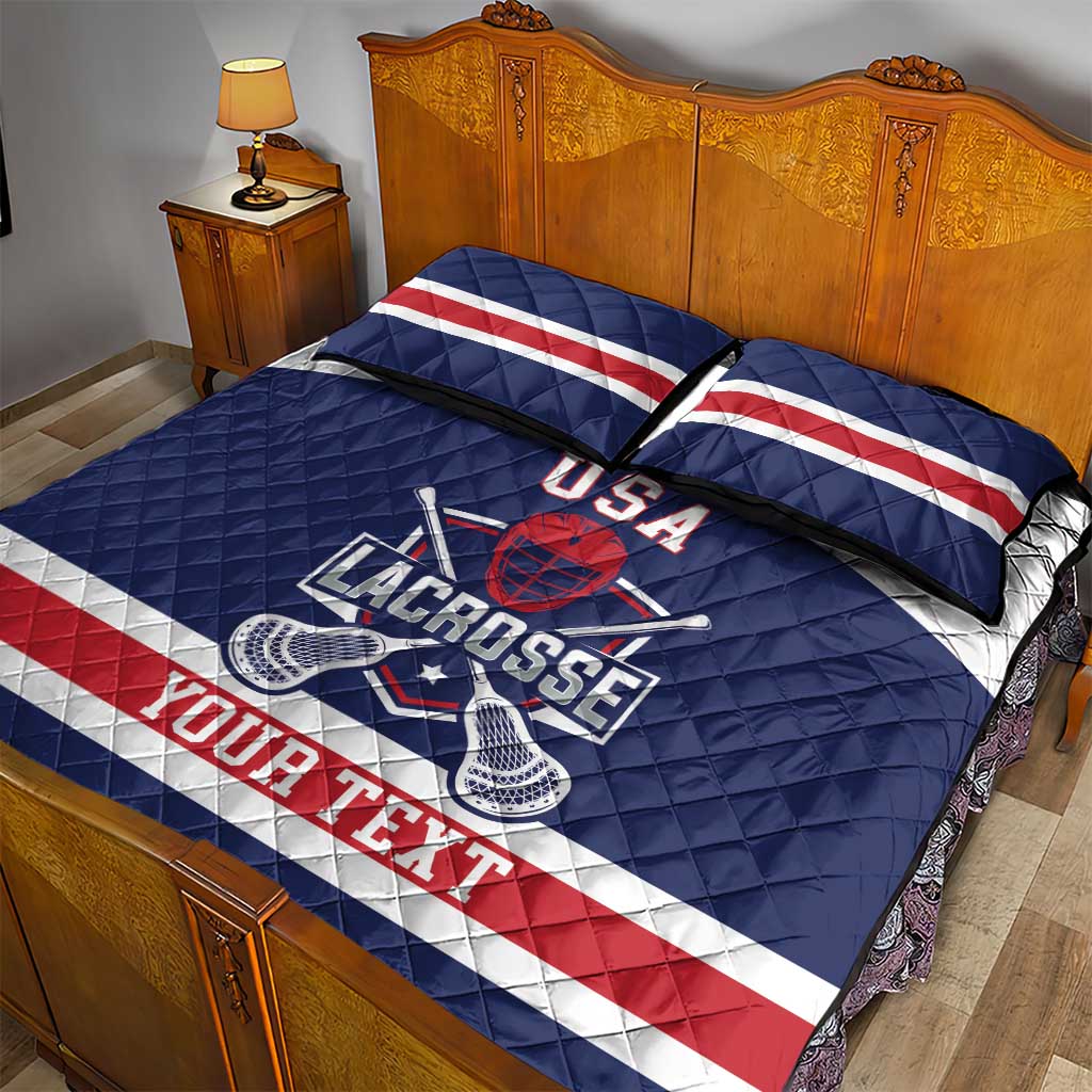 Custom United States Lacrosse Quilt Bed Set Go Champions Blue Version