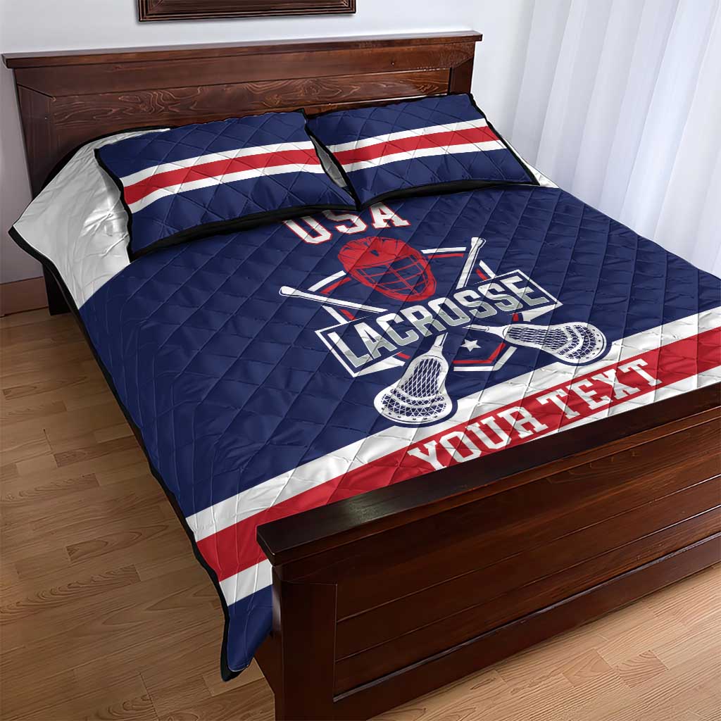 Custom United States Lacrosse Quilt Bed Set Go Champions Blue Version