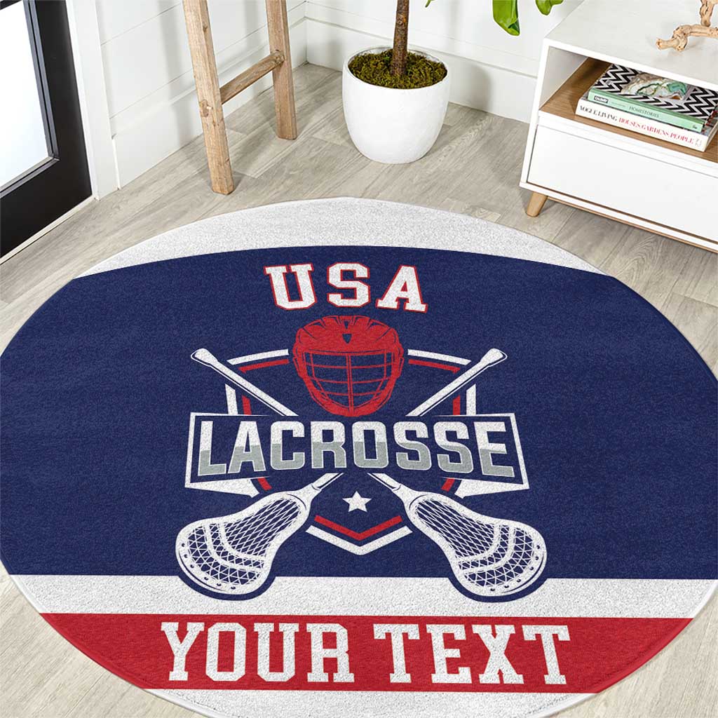 Custom United States Lacrosse Round Carpet Go Champions Blue Version