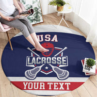 Custom United States Lacrosse Round Carpet Go Champions Blue Version