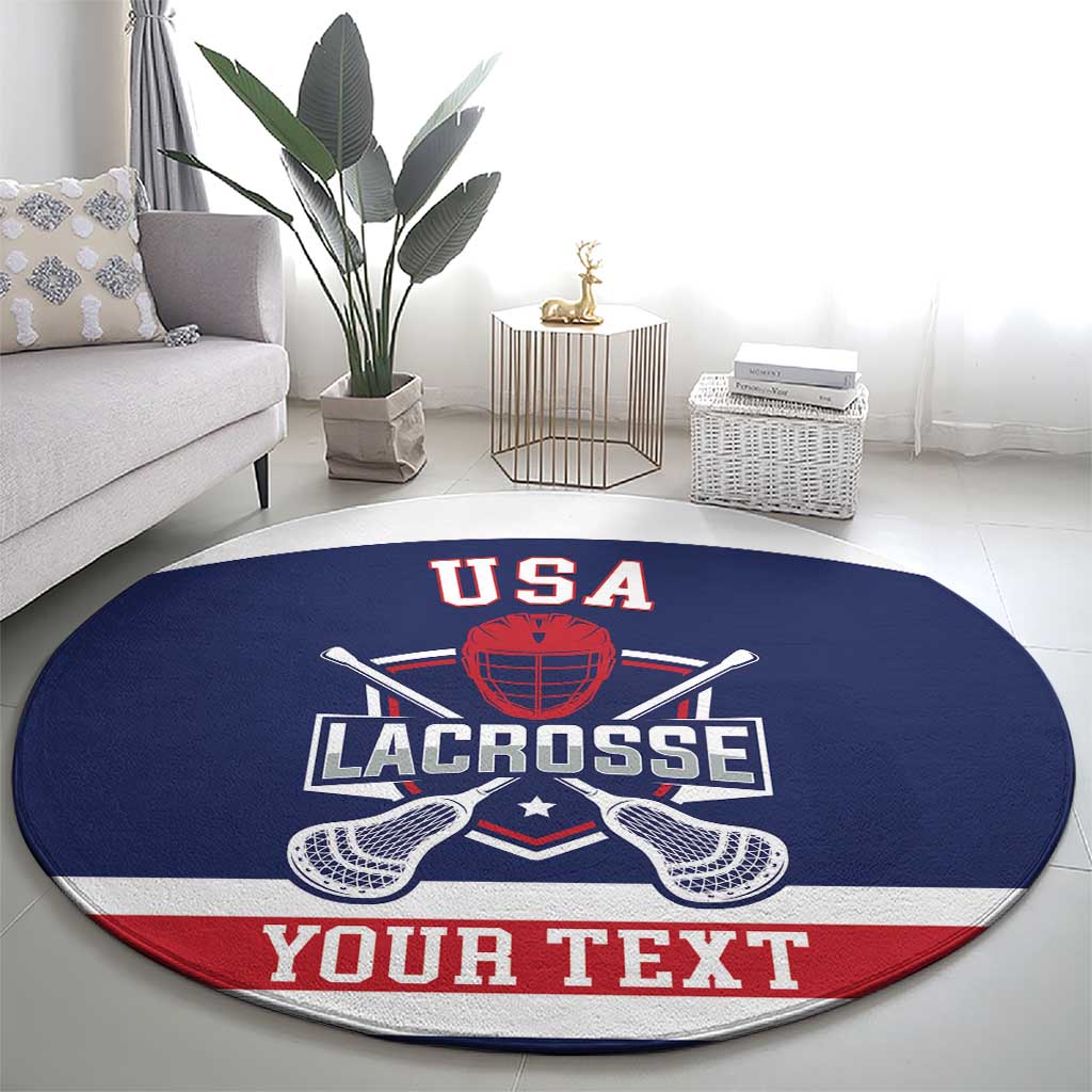 Custom United States Lacrosse Round Carpet Go Champions Blue Version