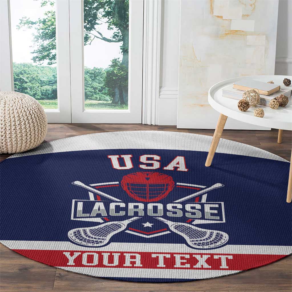 Custom United States Lacrosse Round Carpet Go Champions Blue Version