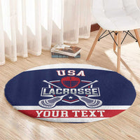 Custom United States Lacrosse Round Carpet Go Champions Blue Version