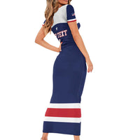 Custom United States Lacrosse Short Sleeve Bodycon Dress Go Champions Blue Version
