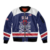 Custom United States Lacrosse Sleeve Zip Bomber Jacket Go Champions Blue Version