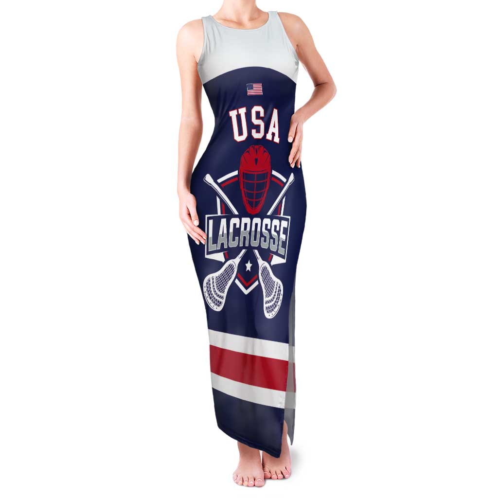 Custom United States Lacrosse Tank Maxi Dress Go Champions Blue Version
