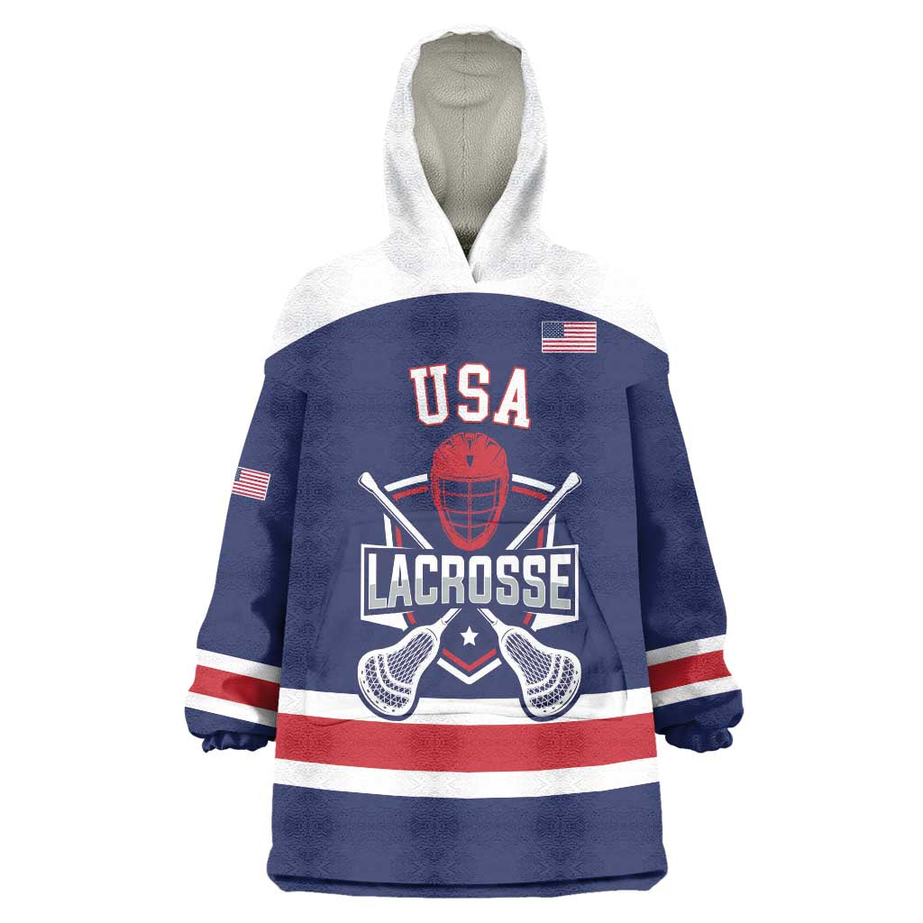 Custom United States Lacrosse Wearable Blanket Hoodie Go Champions Blue Version
