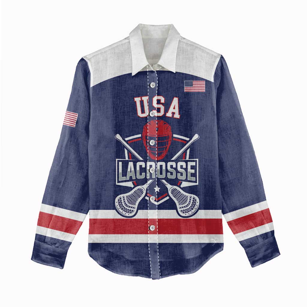 Custom United States Lacrosse Women Casual Shirt Go Champions Blue Version