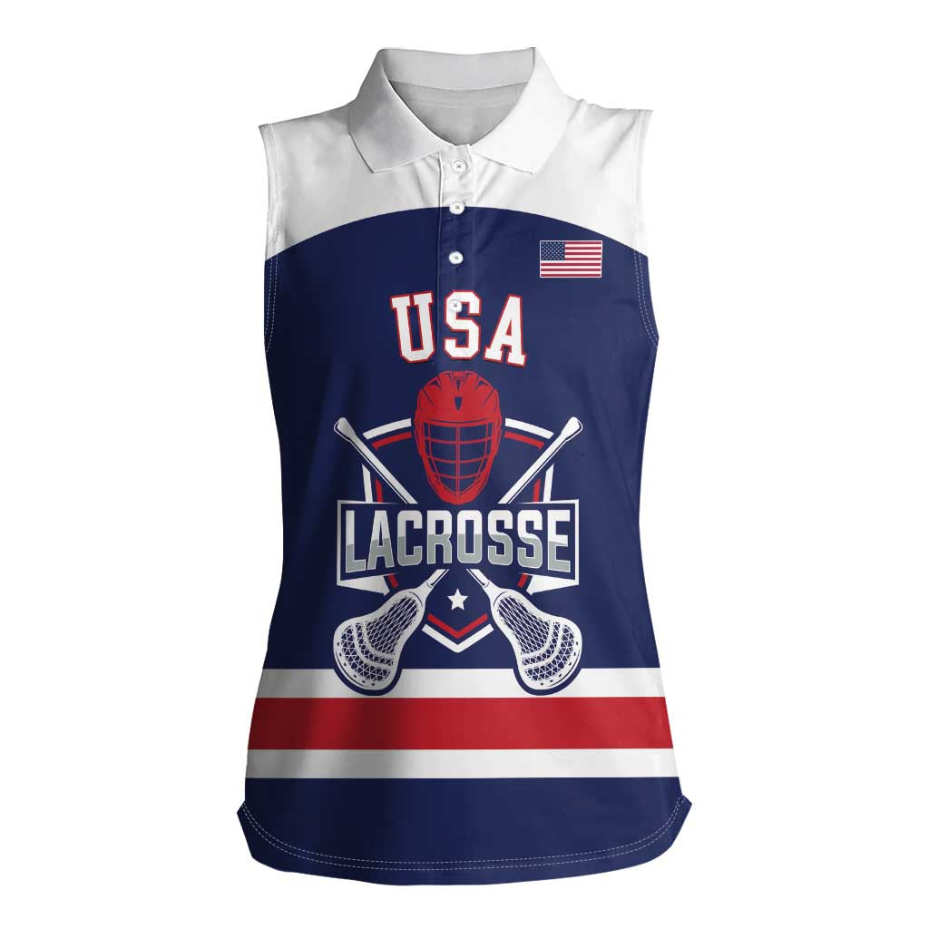 Custom United States Lacrosse Women Sleeveless Polo Shirt Go Champions Blue Version