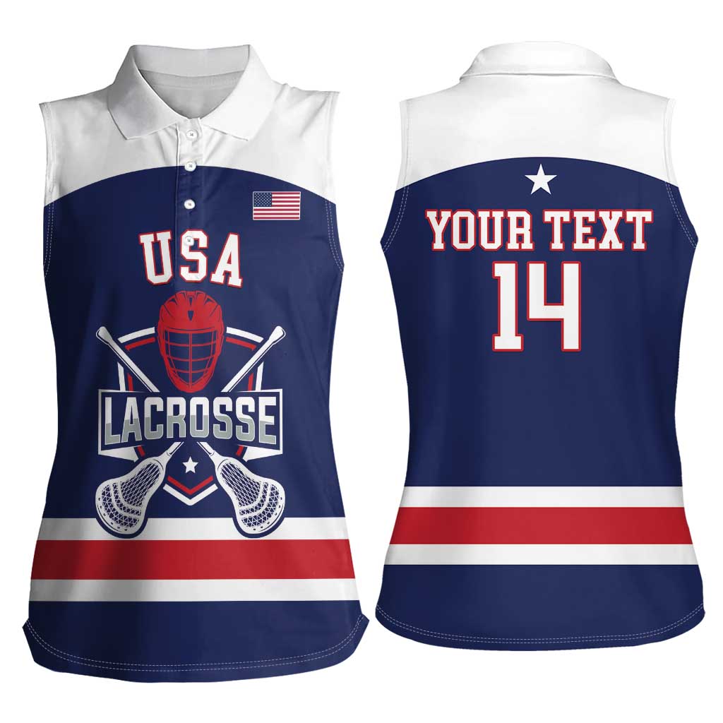 Custom United States Lacrosse Women Sleeveless Polo Shirt Go Champions Blue Version