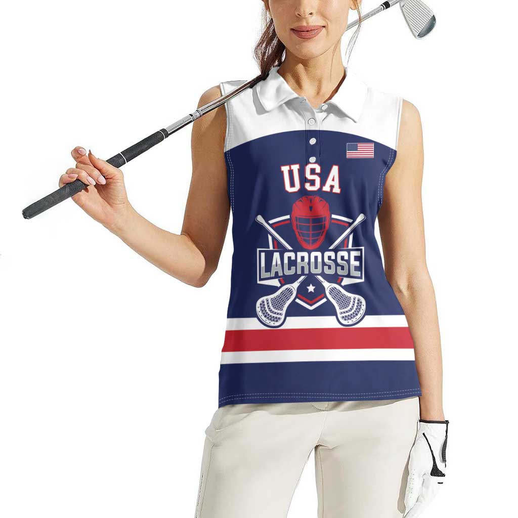 Custom United States Lacrosse Women Sleeveless Polo Shirt Go Champions Blue Version