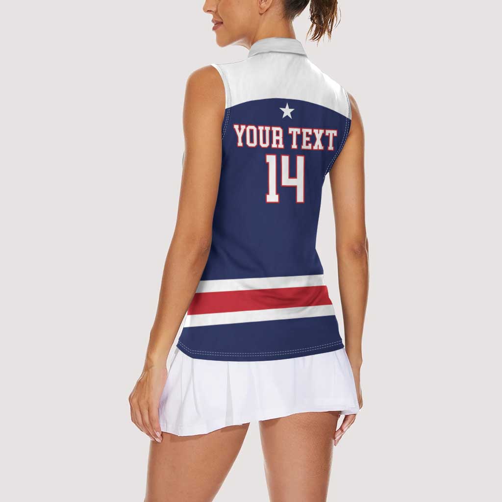 Custom United States Lacrosse Women Sleeveless Polo Shirt Go Champions Blue Version