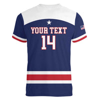 Custom United States Lacrosse Women V-Neck T-Shirt Go Champions Blue Version