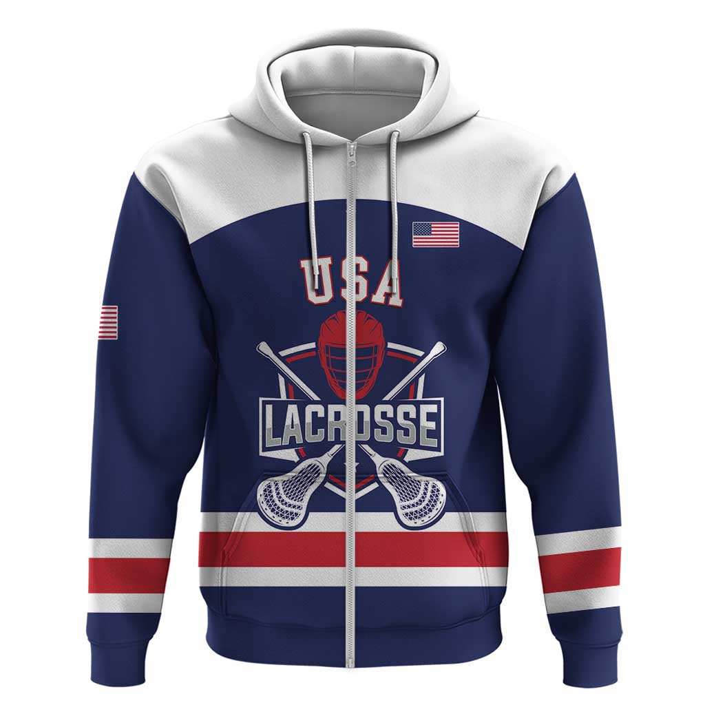 Custom United States Lacrosse Zip Hoodie Go Champions Blue Version