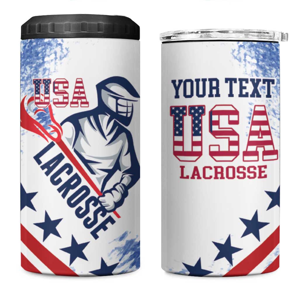 Custom United States Lacrosse 4 in 1 Can Cooler Tumbler 2025 Grunge Style