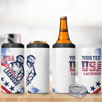 Custom United States Lacrosse 4 in 1 Can Cooler Tumbler 2025 Grunge Style