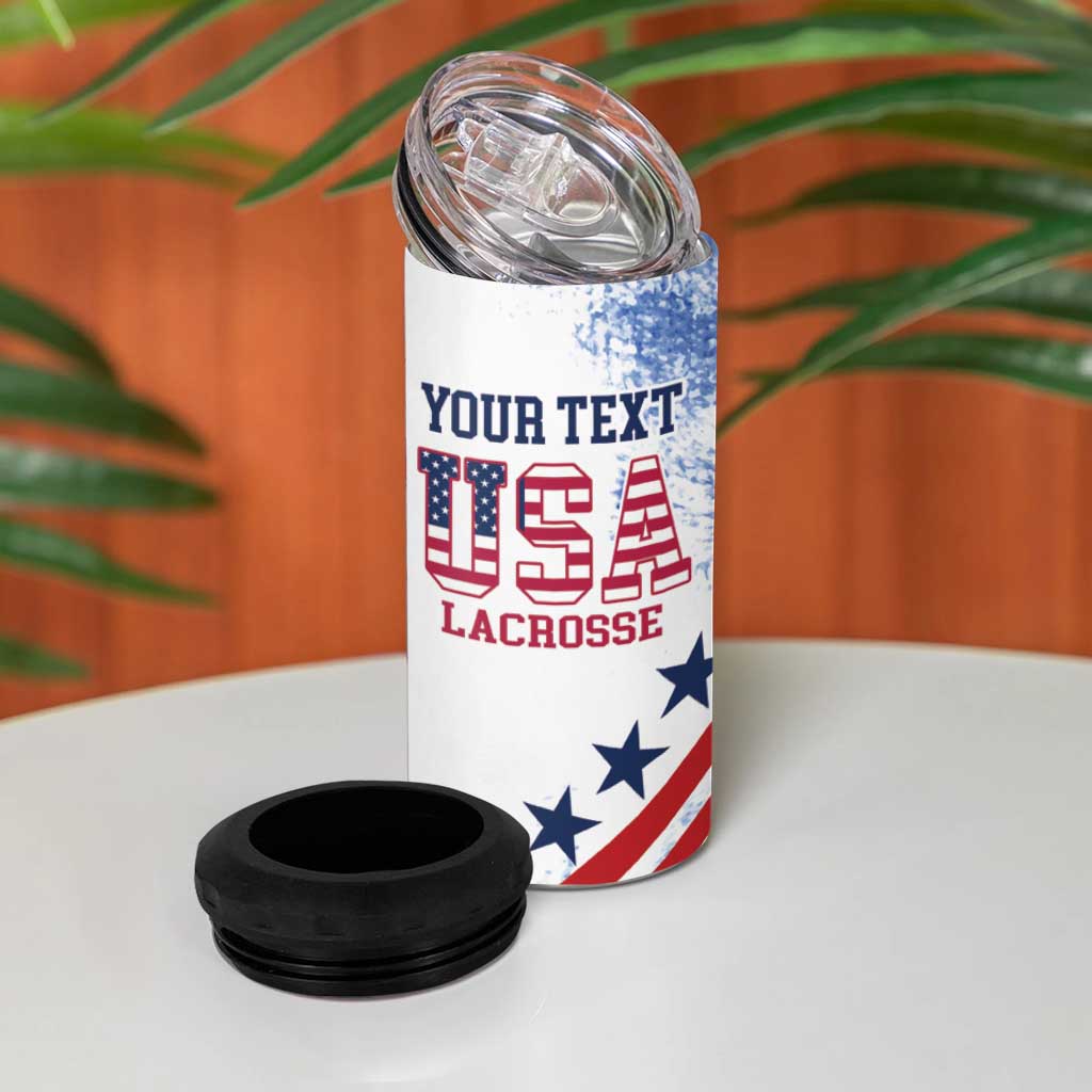 Custom United States Lacrosse 4 in 1 Can Cooler Tumbler 2025 Grunge Style