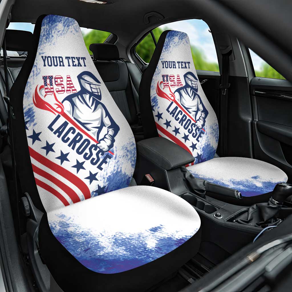 Custom United States Lacrosse Car Seat Cover 2025 Grunge Style