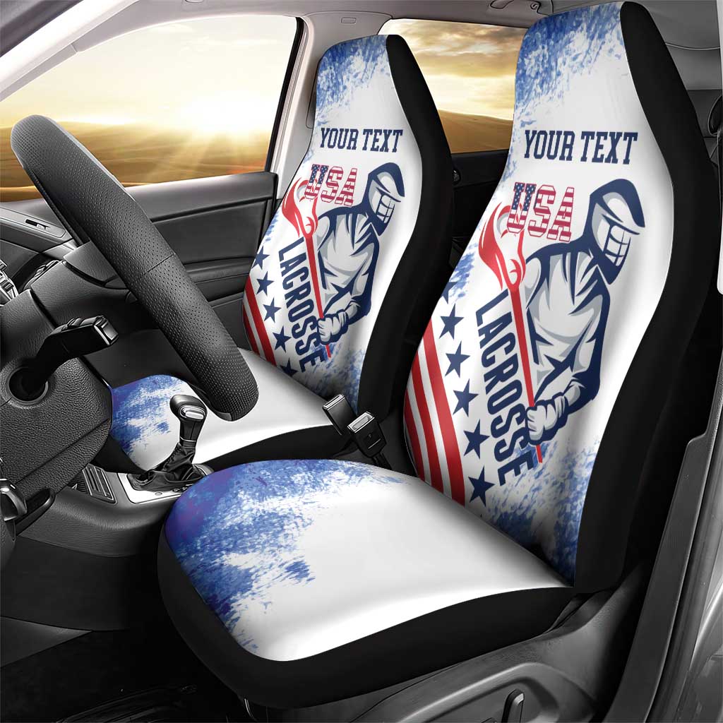 Custom United States Lacrosse Car Seat Cover 2025 Grunge Style