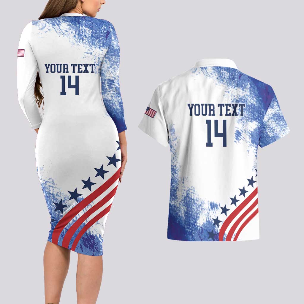 Custom United States Lacrosse Couples Matching Long Sleeve Bodycon Dress and Hawaiian Shirt 2025 Grunge Style