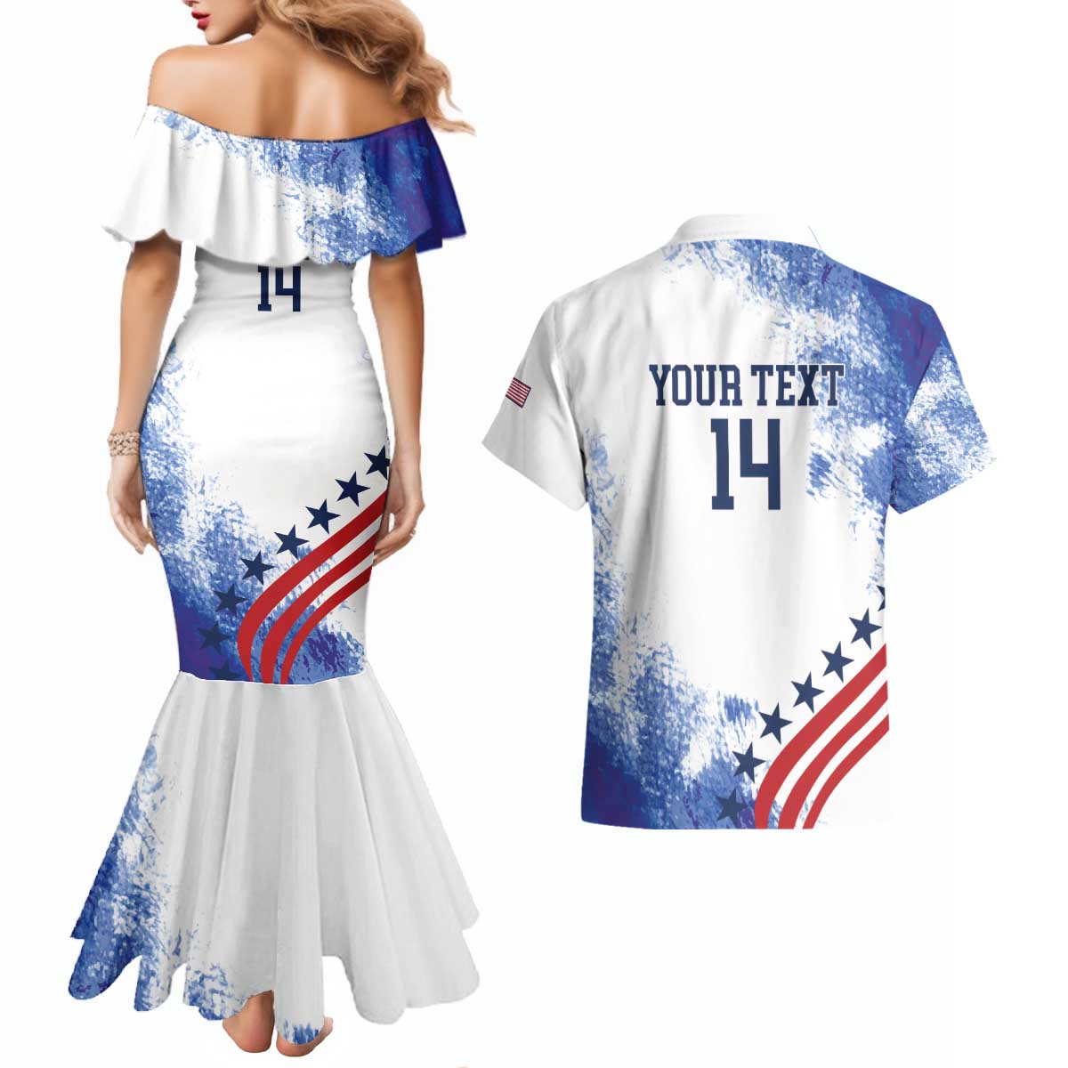 Custom United States Lacrosse Couples Matching Mermaid Dress and Hawaiian Shirt 2025 Grunge Style