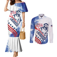 Custom United States Lacrosse Couples Matching Mermaid Dress and Long Sleeve Button Shirt 2025 Grunge Style