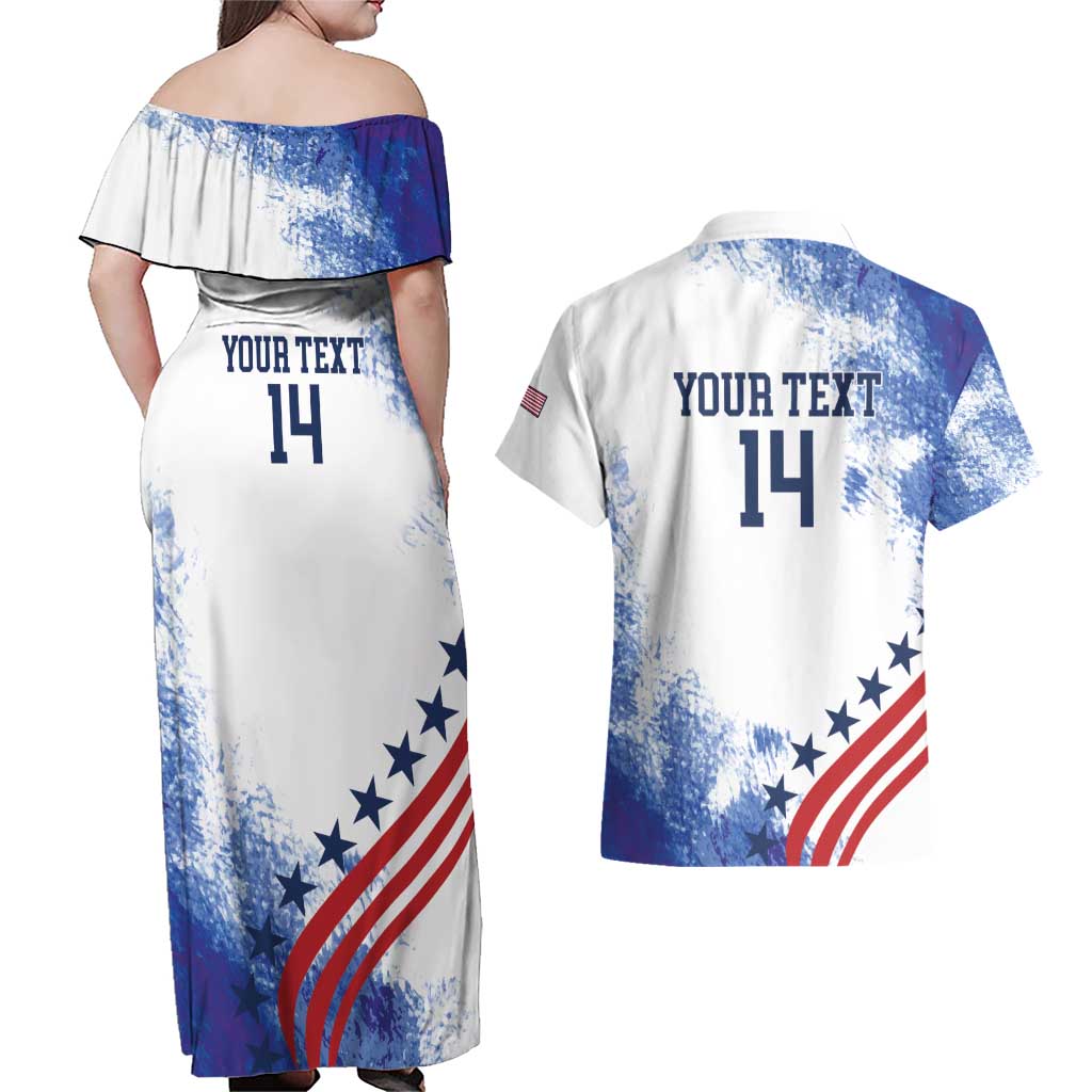 Custom United States Lacrosse Couples Matching Off Shoulder Maxi Dress and Hawaiian Shirt 2025 Grunge Style