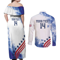 Custom United States Lacrosse Couples Matching Off Shoulder Maxi Dress and Long Sleeve Button Shirt 2025 Grunge Style