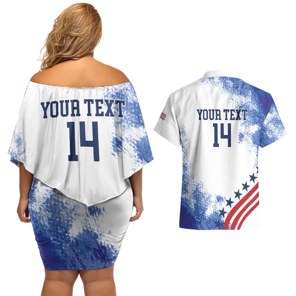 Custom United States Lacrosse Couples Matching Off Shoulder Short Dress and Hawaiian Shirt 2025 Grunge Style