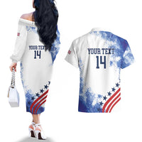 Custom United States Lacrosse Couples Matching Off The Shoulder Long Sleeve Dress and Hawaiian Shirt 2025 Grunge Style