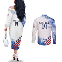 Custom United States Lacrosse Couples Matching Off The Shoulder Long Sleeve Dress and Long Sleeve Button Shirt 2025 Grunge Style