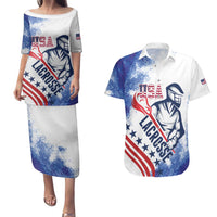 Custom United States Lacrosse Couples Matching Puletasi and Hawaiian Shirt 2025 Grunge Style