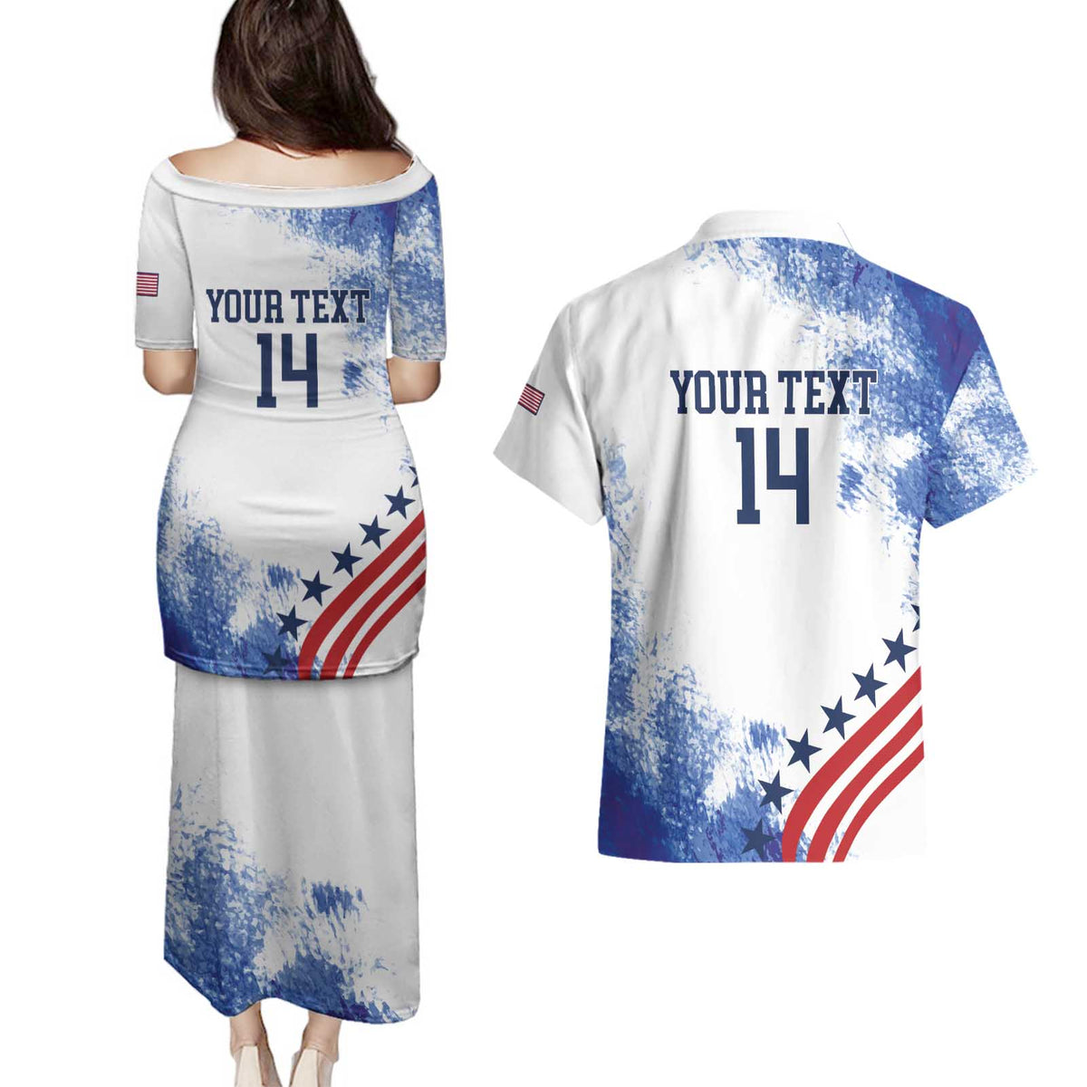 Custom United States Lacrosse Couples Matching Puletasi and Hawaiian Shirt 2025 Grunge Style