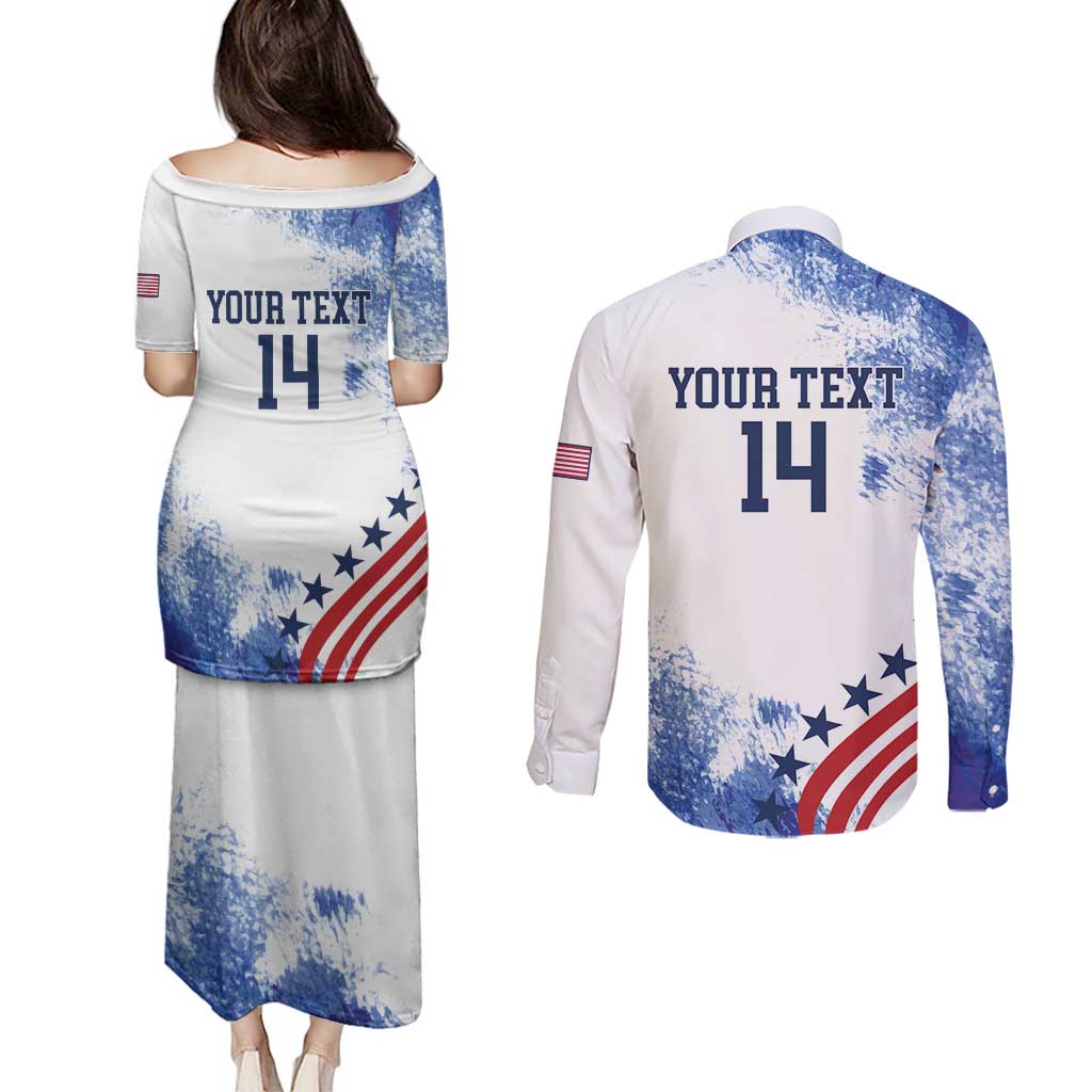 Custom United States Lacrosse Couples Matching Puletasi and Long Sleeve Button Shirt 2025 Grunge Style