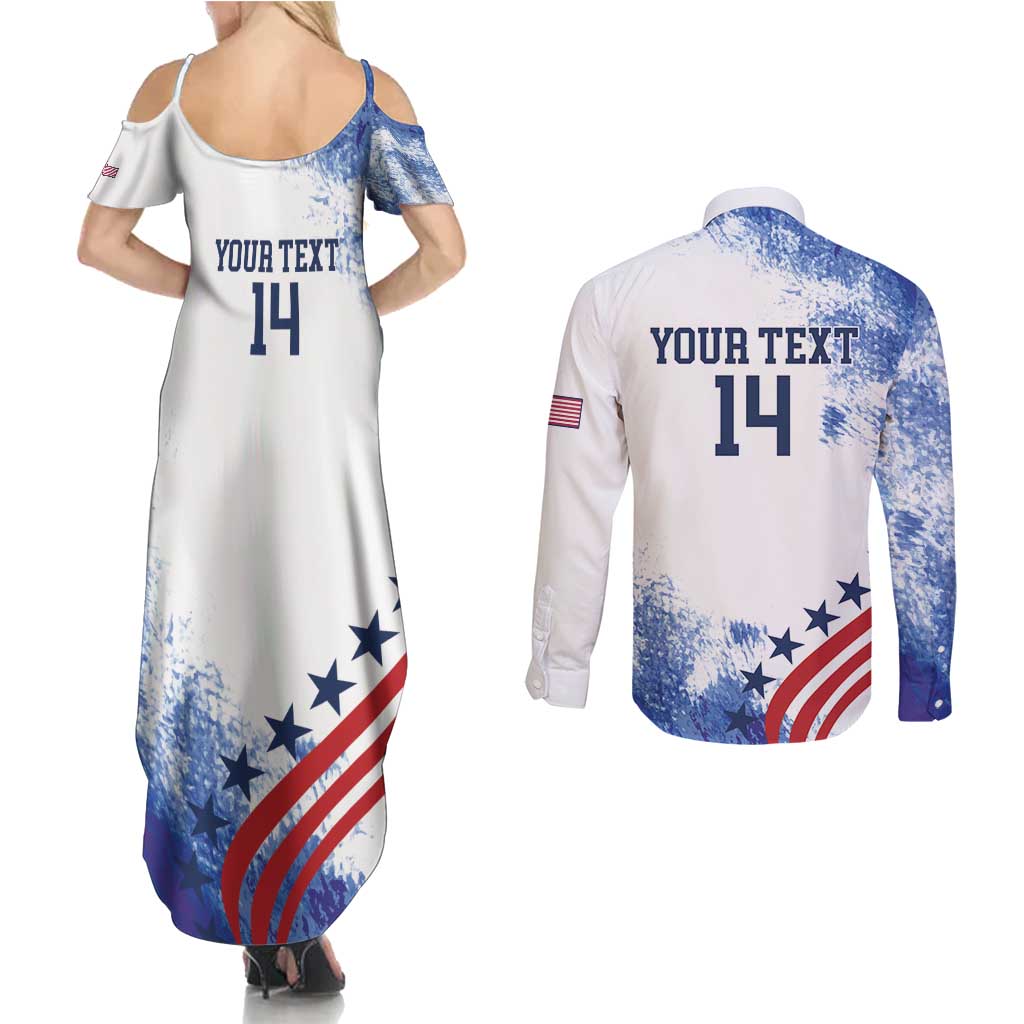 Custom United States Lacrosse Couples Matching Summer Maxi Dress and Long Sleeve Button Shirt 2025 Grunge Style