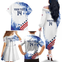 Custom United States Lacrosse Family Matching Off The Shoulder Long Sleeve Dress and Hawaiian Shirt 2025 Grunge Style